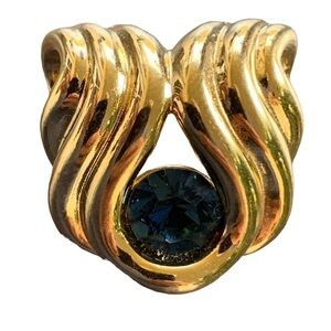 Nolan Miller Necklace Enhancer Blue Rhinestone Pearl Goldtone Pendant